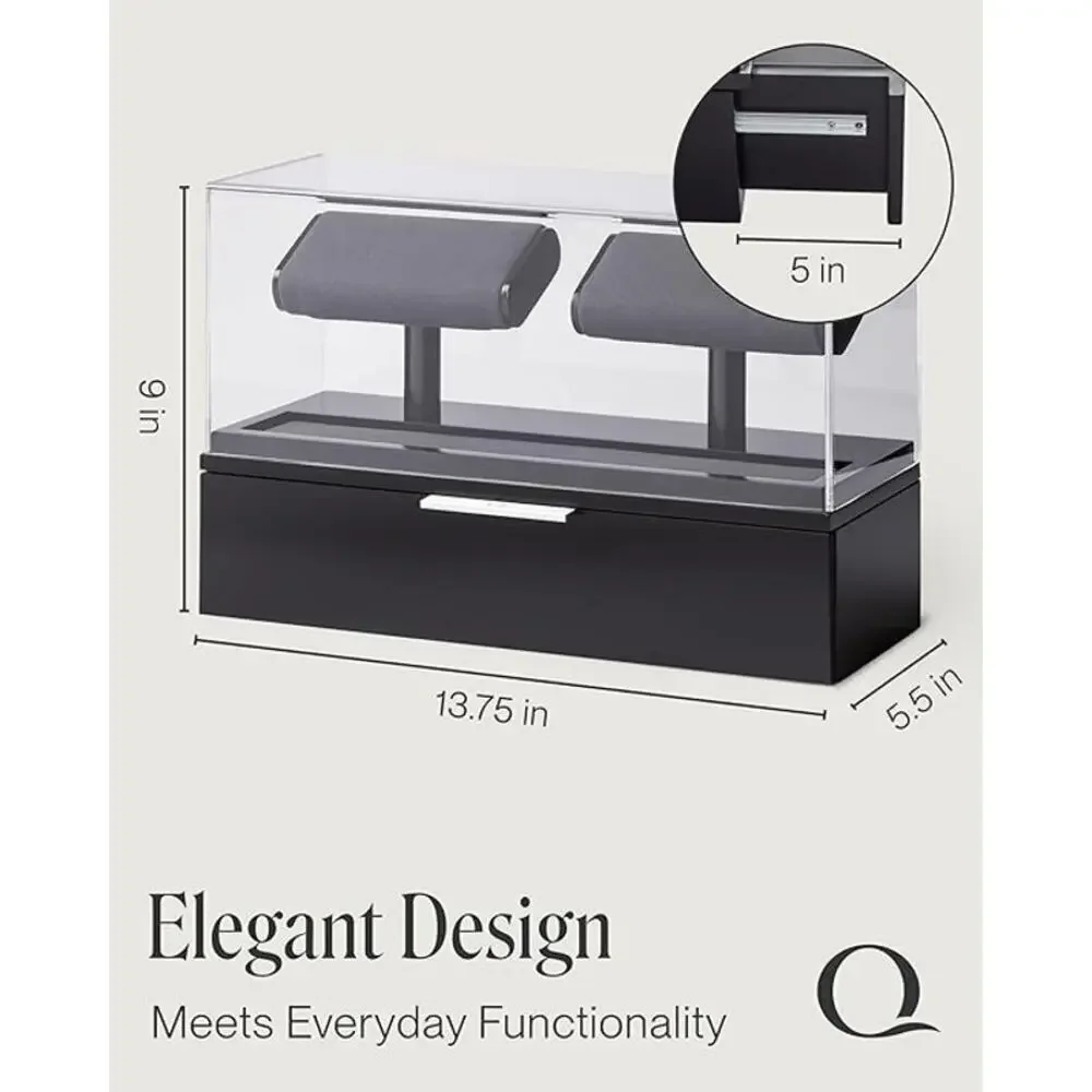 Watch Display Case Men Acrylic 2 4 Slot Stand with Jewelry Tray and Drawer